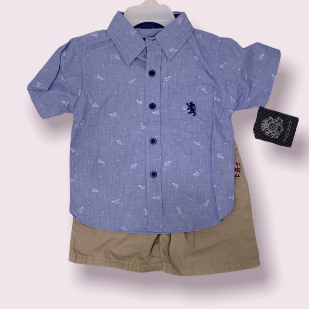 -3/$10- English Laundry 2 Piece Paper Airplane Short Sleeve Too and Shorts Set